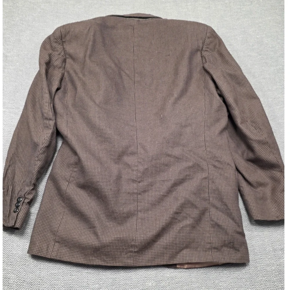 Robert Stock Mens Brown Houndstooth Blazer Sport Coat Two Button‎ Jacket Vintage